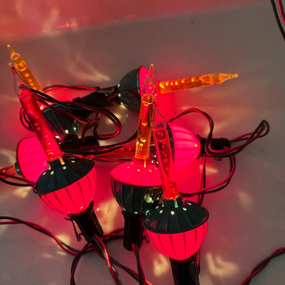 VTG Noma Bubble Lights String 7 Light Christmas Decor Red Green Mid Century